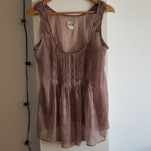 Converse One Star Sheer Burgandy Striped Tank Top
